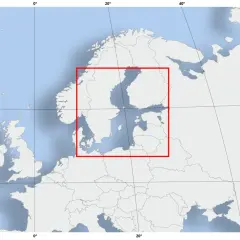 Mapa Europy Północnej z zaznaczonym obszarem Morza Bałtyckiego. Pokazuje, czy Norwegia ma dostęp do Morza Bałtyckiego.