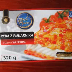 Ryba z piekarnika z sosem włoskim marki Złota Rybka, 320g. Pyszne danie gotowe do pieczenia.