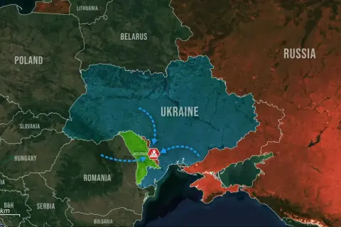 Mapa Europy Wschodniej. Czy Mołdawia ma dostęp do morza? Nie, jest otoczona przez Ukrainę i Rumunię.