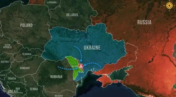 Mapa Europy Wschodniej. Czy Mołdawia ma dostęp do morza? Nie, jest otoczona przez Ukrainę i Rumunię.